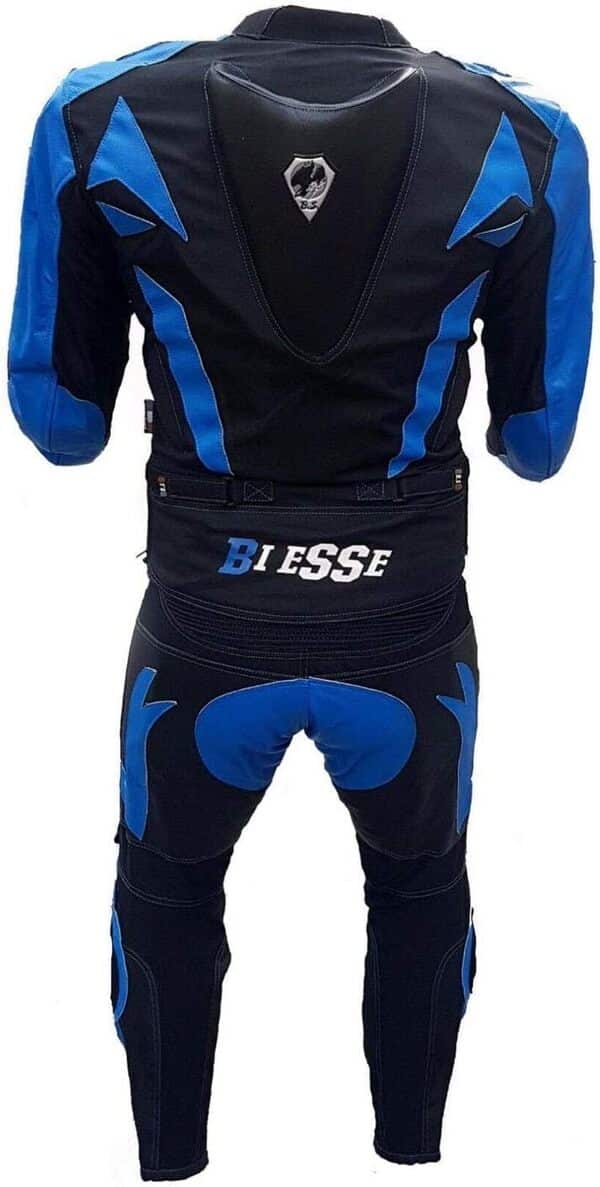 BI ESSE Combinaison de moto pour adulte en cuir et tissu, divisible en 2 pièces veste et pantalon, réglable