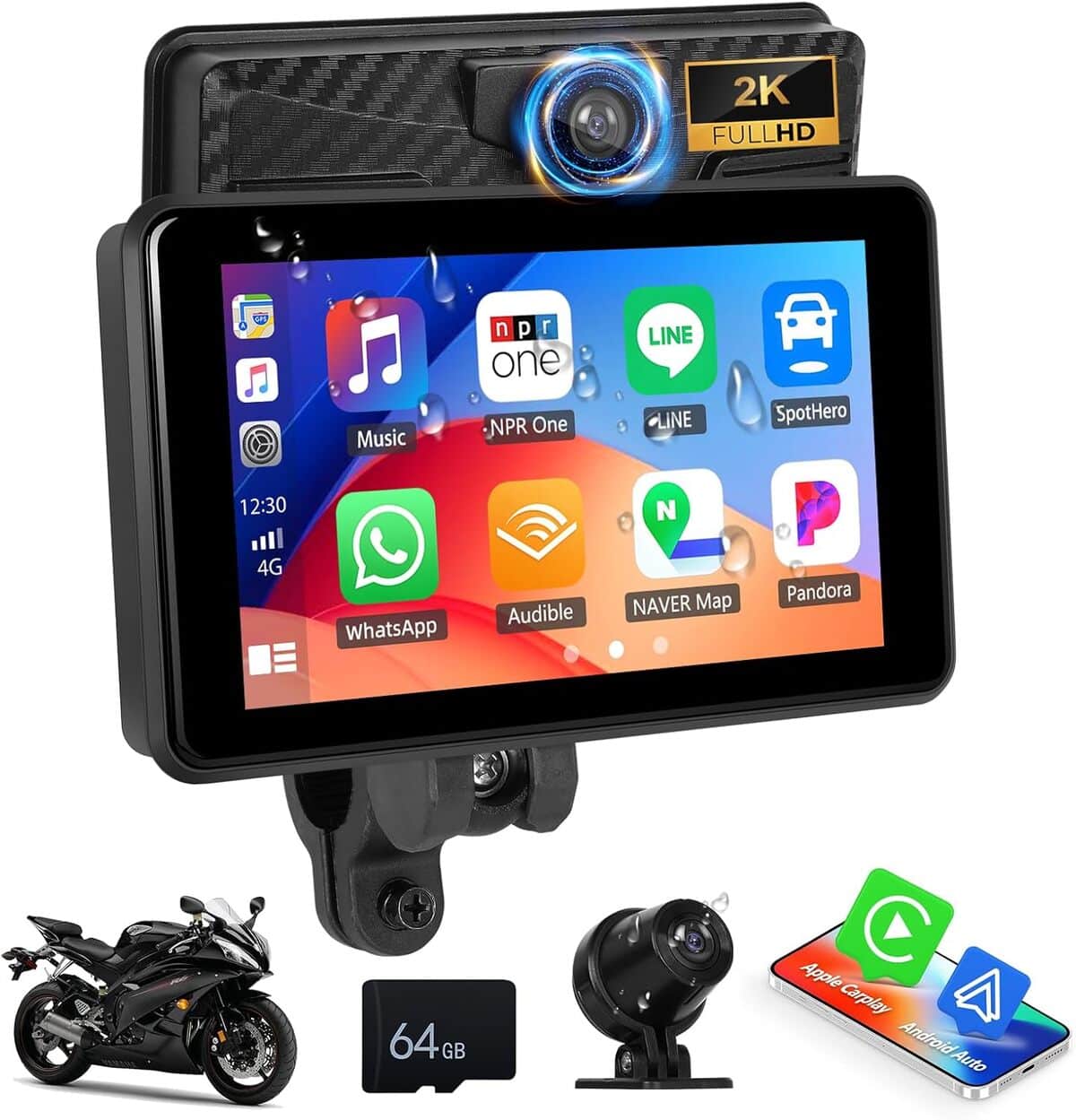 Test : รฉcran tactile OiLiehu 5'' pour moto, iP68 et camรฉra 2K