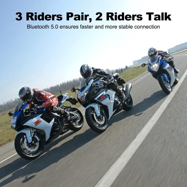 BETOWEY BT-S3 Intercom Moto Duo pour 2 Casques Bluetooth Kit Main Libre Headphones Intégrable Au Casque Moto Ski