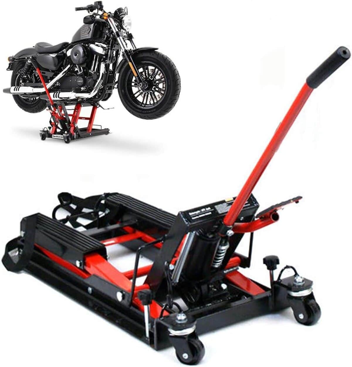 Test : cric moto hydraulique 680 kg professionnel rouge