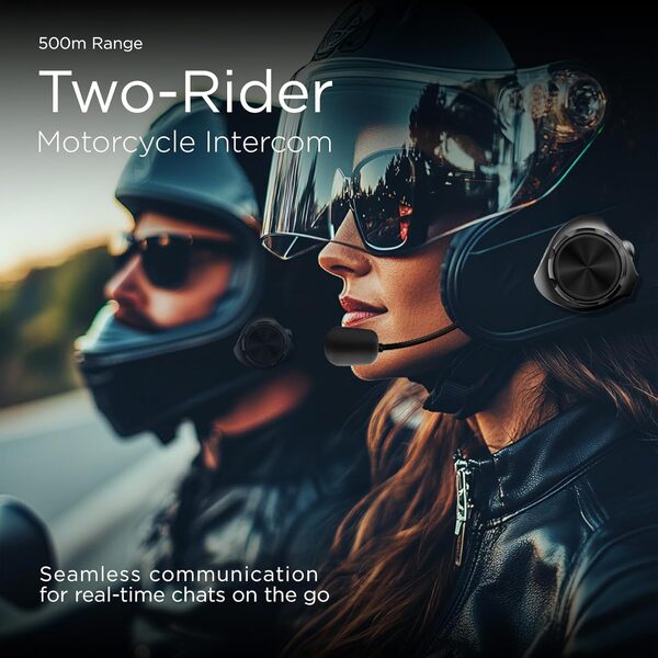 BETOWEY Kit Bluetooth Casque Moto Y3, Intercom Moto pour 2 Personnes avec Étanchéité IP67 et Haut-Parleurs Hi-FI, Idéal pour ATV/Motoneige (2 Pièces)