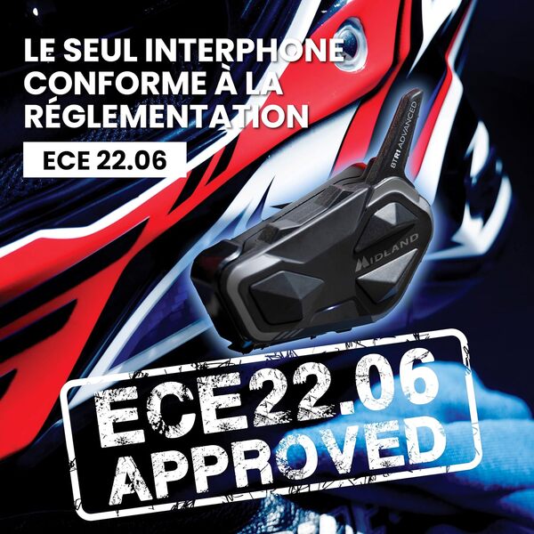 Midland - Intercom Moto BTR1 Advanced Solo Individuel, Écouteurs Bluetooth sans Fil Casque Moto Étanche IPX6, Portée 1,2Km et Batterie 23H - Anti Bruit, Audio RCF HD Jusqu’à 4 Personnes Compatible TFT