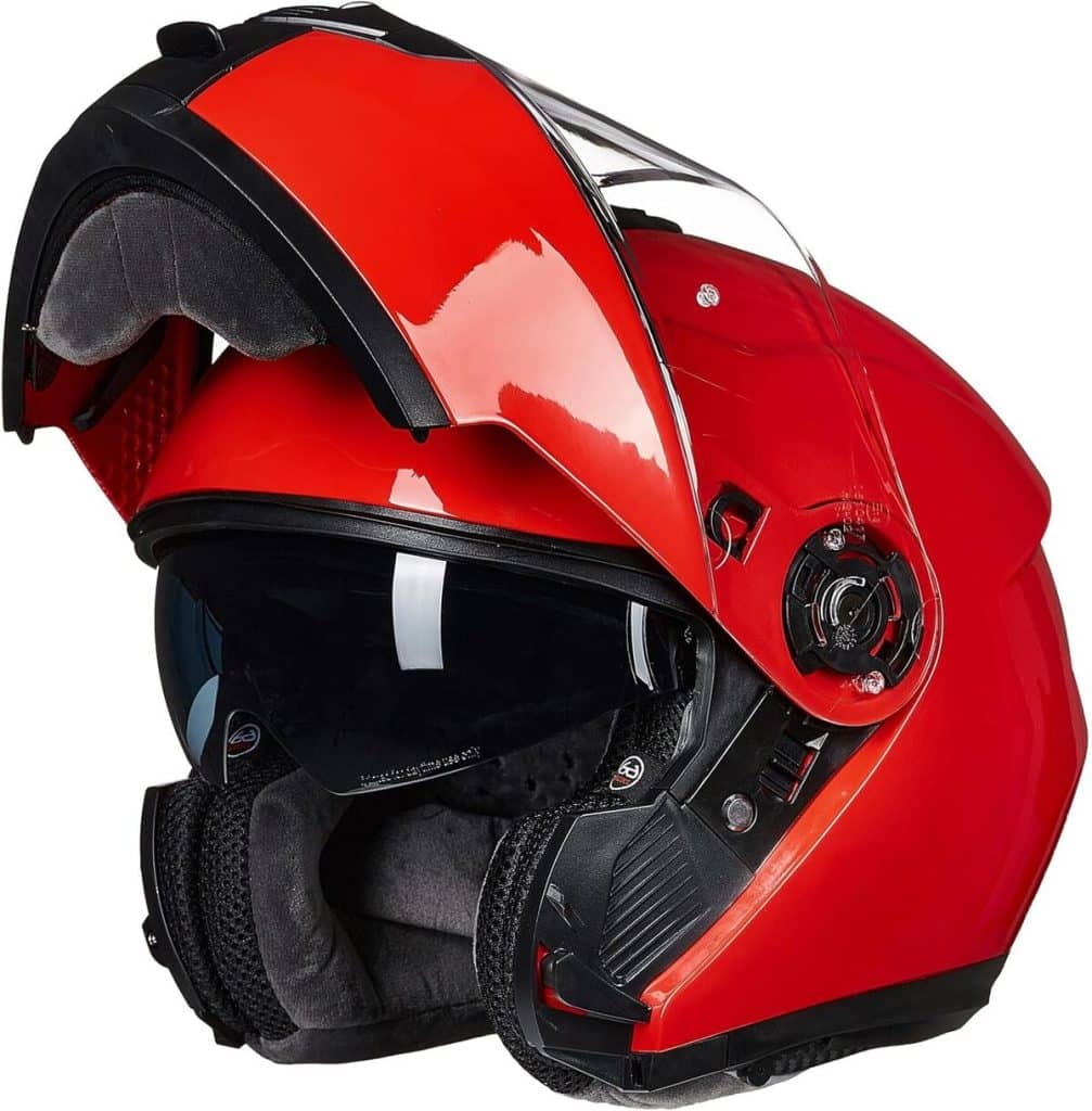 Test casque modulable 159 rouge : double visière et homologué ECE22.06