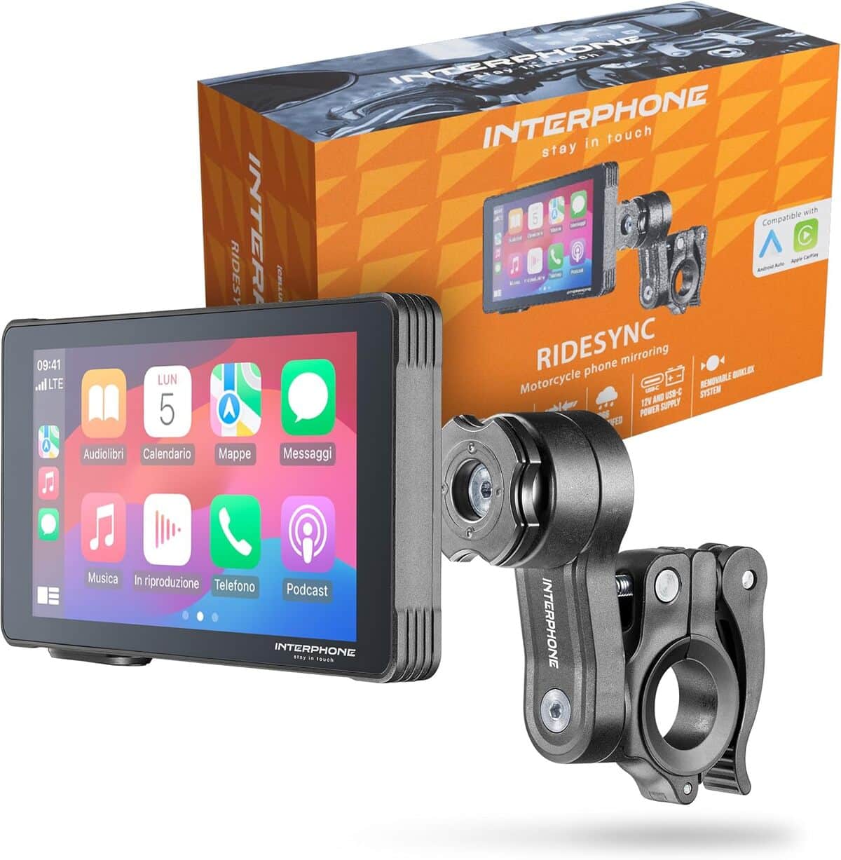 Test : interphone รฉcran moto Carplay-Android avec support de guidon