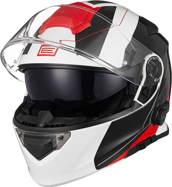 ORIGINE Bluetooth Casque Moto Modulable ECE22-06 Homologué Casque De Moto Intégré avec Double Visiè