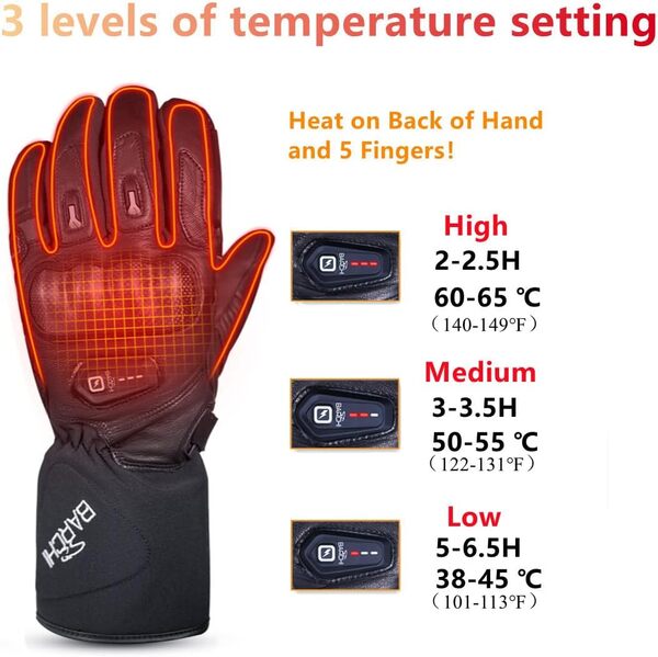 BARCHI Gants Chauffants pour Hommes et Femmes, Gants de Moto Rechargeables, Chauffe-Mains électriques, adaptés au Cyclisme d'hiver, au Ski, à la randonnée, à la Course à Pied, au Travail, etc.