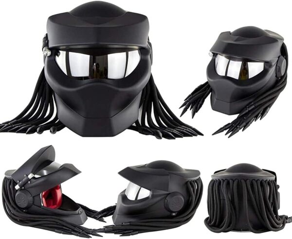Casque Intégral Moto Visière Avant Rabattable Tresses Feux D'avertissement Approuvé ECE Casque Intégré Moto Personnalisé Adultes Course Cyclomoteur Tout-Terrain