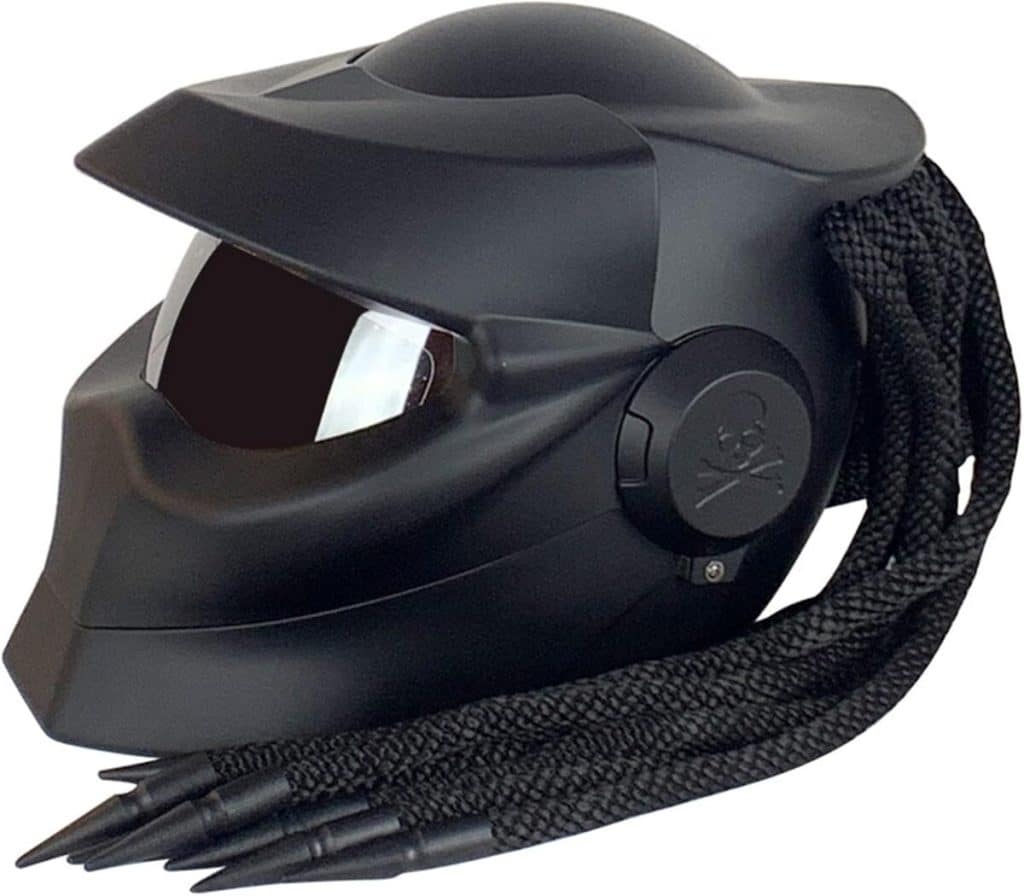 Essai casque de moto avec visière rabattable noir mat XL