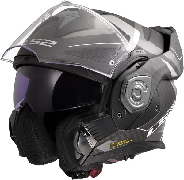 LS2, Casque Moto Modulable ADVANT X Carbon Horizon Matt Silver Grey, XL