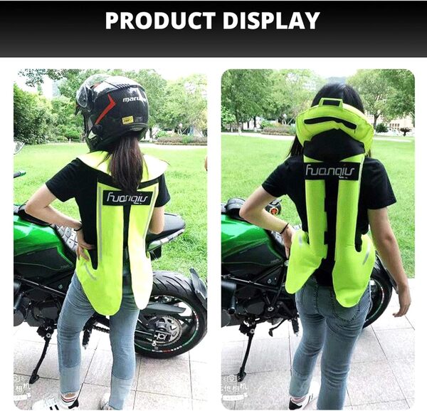ZZJCY Gilet Airbag professionnel pour moto, avec bande réfléchissante pour motocross, protection dos, taille, hanches, vertèbres queues