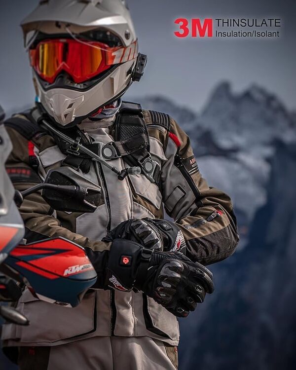 BORLENI Gants Chauffants Moto 3000mAh Rechargeables, Imperméables Tactiles Homme Femme pour Ski, Vélo, Randonnée, Snowboard, Alpinisme, Chauffe-Mains Électriques, Noir