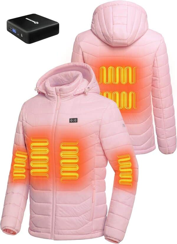 ANTARCTICA GEAR Veste chauffante légère avec batterie externe 12 V/5 A, 6 zones Manteau d'hiver pour homme et femme