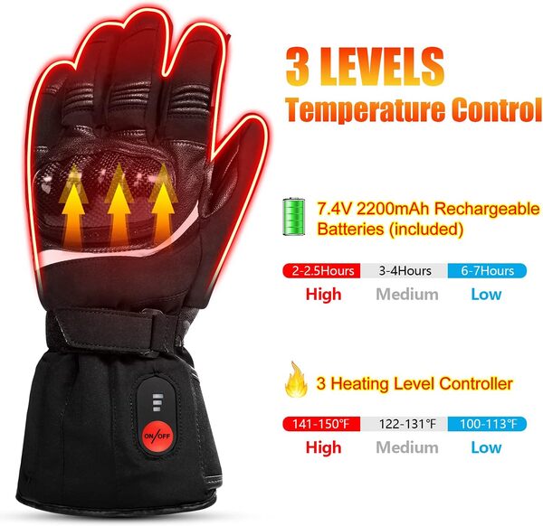 SAVIOR HEAT Gants Chauffants avec Batterie Rechargeable pour Hommes Femmes,Gants Chauffants pour Le Moto Ski Cyclisme Randonnée L'alpinisme