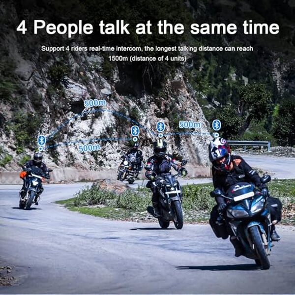 Découvrez le test complet de l'intercom moto bluetooth vFound V4 Plus pour des communications de groupe jusqu'à 1500 m