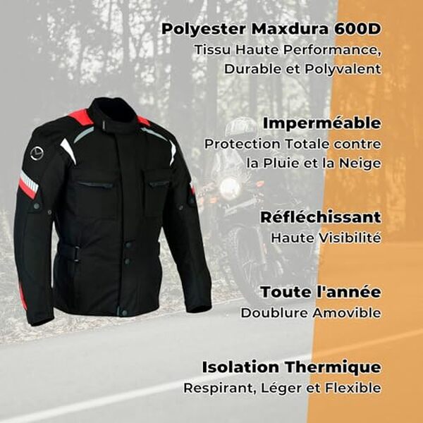 Découvrez comment la veste moto homme 4 saisons offre imperméabilité et protection pour chaque aventure. Profitez d'une analyse détaillée de ses performances pour rouler sereinement en toute saison.