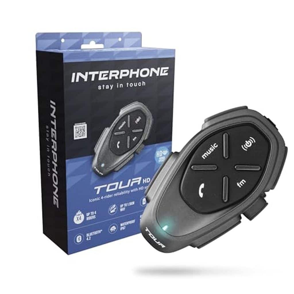 Test : interphone moto intercom tour hd mono, communication 4 motards