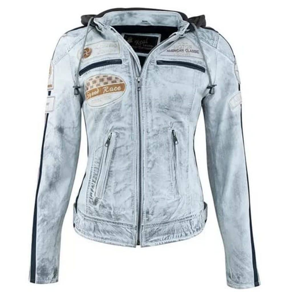 Test : veste de moto Urban Leather 58 femme gris vintage