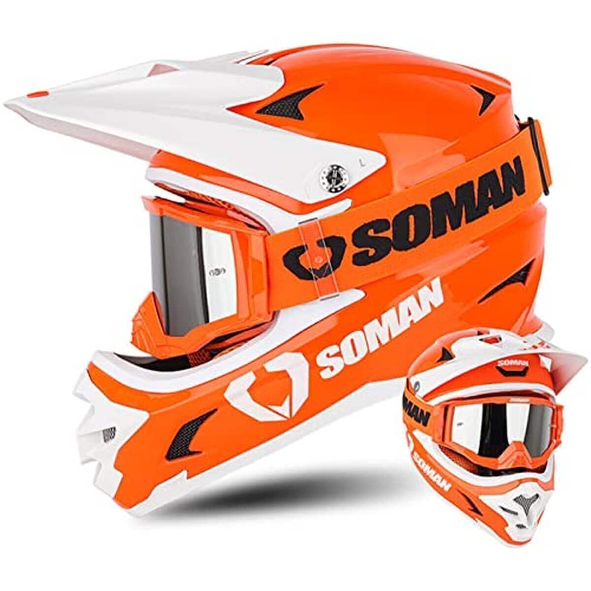Test du casque moto cross adulte : homologation ECE/DOT et lunettes orange
