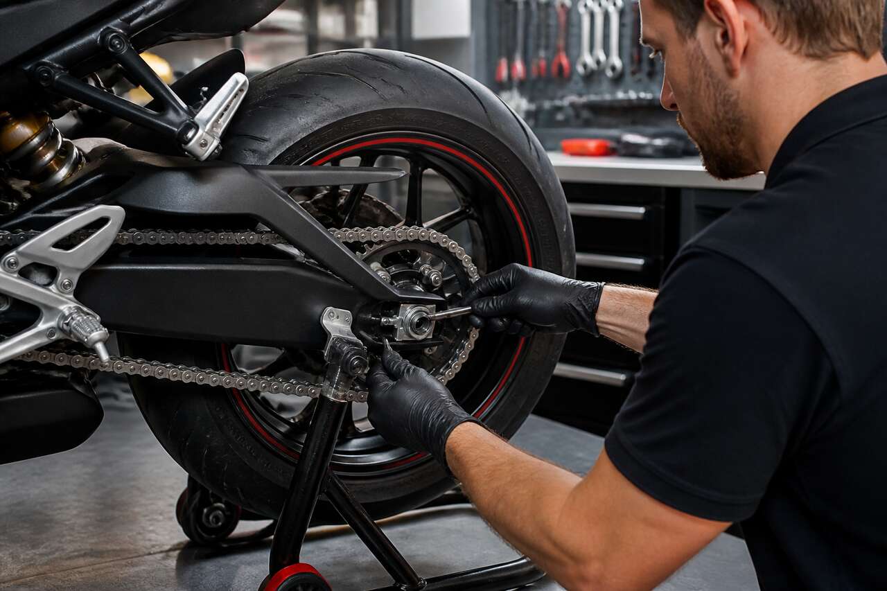 Comment régler la tension de chaîne moto ?